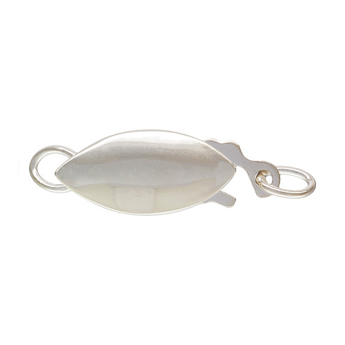 Clasp Oval Pearl Silver & 9 Carat Gold
