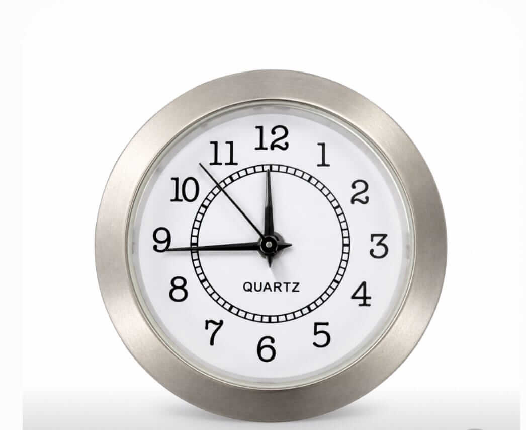 Round Quartz Clock Insert – Silver Bezel